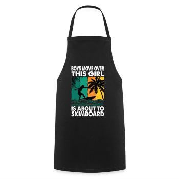 Les garçons se déplacent sur cette fille est sur le point de faire du skimboard - S - Tablier de cuisine - noir - Devant - AI Model Male 185 dark (185cm)