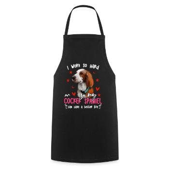 Work Hard For Cocker Spaniel Fun Dog Owners - Cooking Apron - black - Front - AI Model Male 185 dark (185cm)