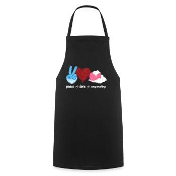 Soap Making Crafting Peace Love - Cooking Apron - black - Front - AI Model Male 185 dark (185cm)