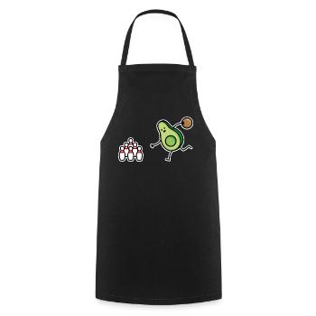 Funny avocado bowling, bowler, bowling, bowler - Cooking Apron - black - Front - AI Model Male 185 dark (185cm)