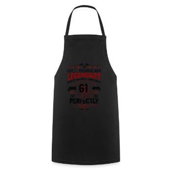 Vintage Légendaire - Vieilli parfaitement 61ème anniversaire - Tablier de cuisine - noir - Devant - AI Model Male 185 dark (185cm)