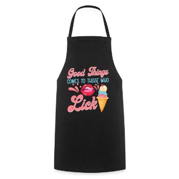 Ice Cream Cone Mouth Tongue Good - Kochschürze - Schwarz - Vorne - AI Model Male 185 dark (185cm)