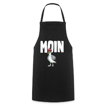Plattdeutsche Möwe Moin Spruch Nordsee Liebhaber - Kochschürze - Schwarz - Vorne - AI Model Male 185 dark (185cm)