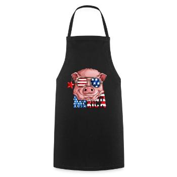 USA Flagge Schweinkostüm Merica Nationalfeiertag - Kochschürze - Schwarz - Vorne - AI Model Male 185 dark (185cm)