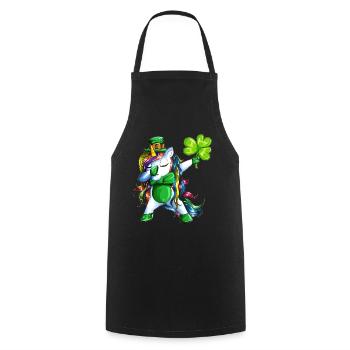 Dab à St Patrick Day Unicorn fait Dabbing - Tablier de cuisine - noir - Devant - AI Model Male 185 dark (185cm)