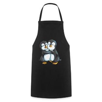 Zwei kuschelige Kaiserpinguin Neuseeland Meere - Kochschürze - Schwarz - Vorne - AI Model Male 185 dark (185cm)