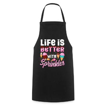 Cône de crème glacée Popsicle La vie est - Tablier de cuisine - noir - Devant - AI Model Male 185 dark (185cm)