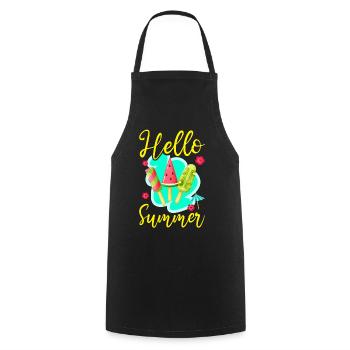 Crème glacée Popsicle Hello Summer - Tablier de cuisine - noir - Devant - AI Model Male 185 dark (185cm)
