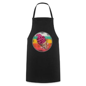Ice Cream Retro Vintage Cone - Cooking Apron - black - Front - AI Model Male 185 dark (185cm)