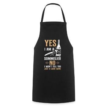Dégustation de vin de sommelier - Tablier de cuisine - noir - Devant - AI Model Male 185 dark (185cm)