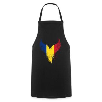 Romania flag - Cooking Apron - black - Front - AI Model Male 185 dark (185cm)