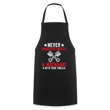 Never underestimate a mechanic - Cooking Apron - black - Front - AI Model Male 185 dark (185cm)