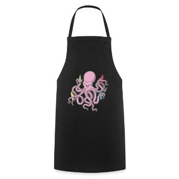 Octopus Student Crayons School - Cooking Apron - black - Front - AI Model Male 185 dark (185cm)