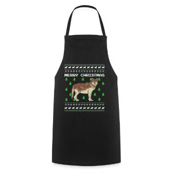Wolf Ugly Christmas Christmas Gift Xmas - Cooking Apron - black - Front - AI Model Male 185 dark (185cm)