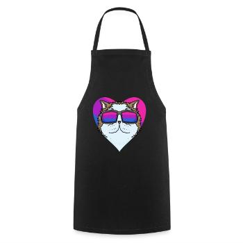 Bisexual Persian Cat Cat - Cat with Glasses - Cooking Apron - black - Front - AI Model Male 185 dark (185cm)