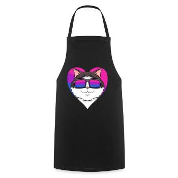 Bisexuell Ragdoll Katze - Ragdoll mit Brille - Kochschürze - Schwarz - Vorne - AI Model Male 185 dark (185cm)