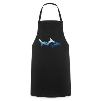 Hammerhead Shark Divers - Cooking Apron - black - Front - AI Model Male 185 dark (185cm)