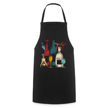 Sommelier Wine Drinking Tasting - Kochschürze - Schwarz - Vorne - AI Model Male 185 dark (185cm)
