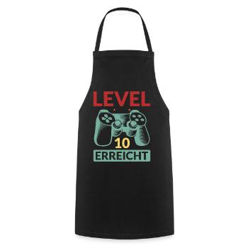Level 10 Erreicht Gamer - Kochschürze - Schwarz - Vorne - AI Model Male 185 dark (185cm)