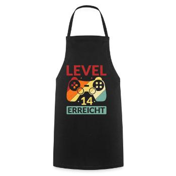 Level 14 Erreicht Gamer - Kochschürze - Schwarz - Vorne - AI Model Male 185 dark (185cm)