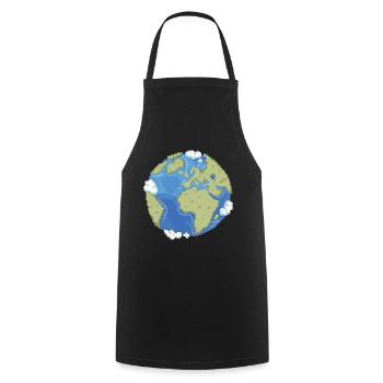 Retro Pixel Earth - Cooking Apron - black - Front - AI Model Male 185 dark (185cm)