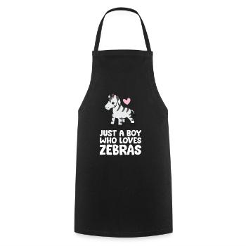 Juste un garçon qui aime les zèbres - Tablier de cuisine - noir - Devant - AI Model Male 185 dark (185cm)