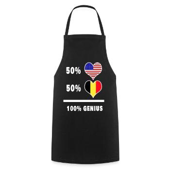 Belgique et États-Unis Génie / cadeau - Tablier de cuisine - noir - Devant - AI Model Male 185 dark (185cm)