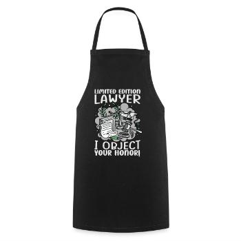 Édition limitée Avocat Je m’oppose à votre honneur! - Funn - Tablier de cuisine - noir - Devant - AI Model Male 185 dark (185cm)