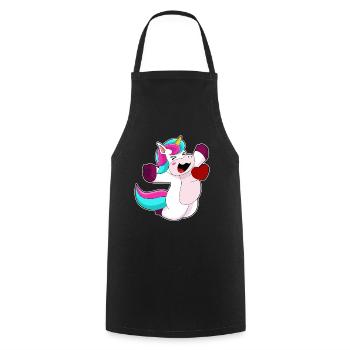 Unicorn Heart - Cooking Apron - black - Front - AI Model Male 185 dark (185cm)