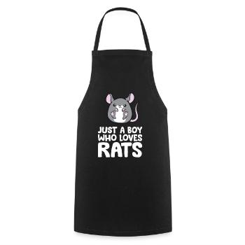 Just a Boy Who Loves Rats - Cooking Apron - black - Front - AI Model Male 185 dark (185cm)