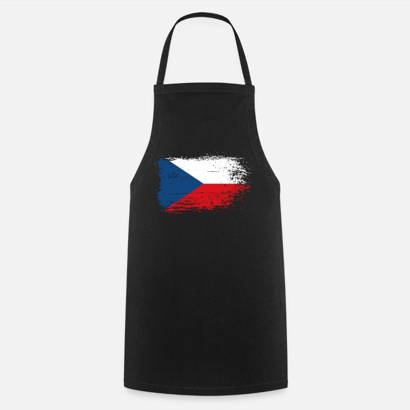 Czech Flag Brush Splash - Cooking Apron - black