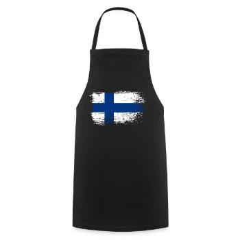 Grunge Finnish Flag Graphic - Cooking Apron - black - Front - AI Model Male 185 dark (185cm)
