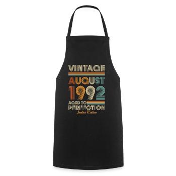 Vintage Aged To Perfection August 1992 - Cooking Apron - black - Front - AI Model Male 185 dark (185cm)