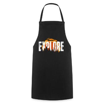 Explorer le lever du soleil en forêt - Tablier de cuisine - noir - Devant - AI Model Male 185 dark (185cm)