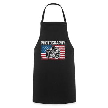 Photography US Flag Photography Lovers - Cooking Apron - black - Front - AI Model Male 185 dark (185cm)