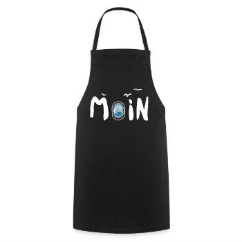 Moin Leuchtturm - Kochschürze - Schwarz - Vorne - AI Model Male 185 dark (185cm)
