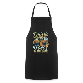 Boire dans mes orteils dans le sable Beach Holiday - Tablier de cuisine - noir - Devant - AI Model Male 185 dark (185cm)