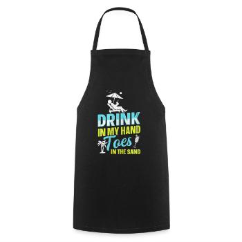 Boire dans mes orteils dans le sable Beach Holiday - Tablier de cuisine - noir - Devant - AI Model Male 185 dark (185cm)