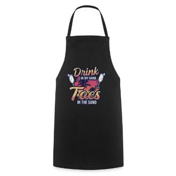 Boire dans mes orteils dans le sable Beach Holiday - Tablier de cuisine - noir - Devant - AI Model Male 185 dark (185cm)