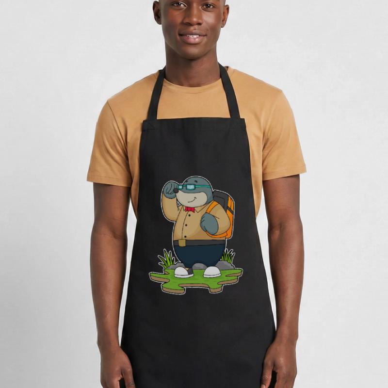 Mole as a hiker with backpack Cooking Apron