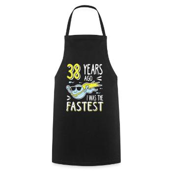 Il y a 38 ans, j’étais le 38e anniversaire le plus rapide - Tablier de cuisine - noir - Devant - AI Model Male 185 dark (185cm)