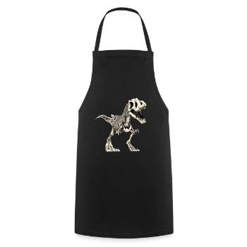 Dinosaurier Dino T-Rex Knochen Fossil Skelett - Kochschürze - Schwarz - Vorne - AI Model Male 185 dark (185cm)
