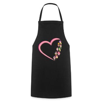 Ice Cream Heart Cone Popsicle - Cooking Apron - black - Front - AI Model Male 185 dark (185cm)