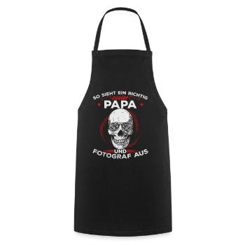 Fotograf Papa Kamera Fotografie Fotografen Papa - Kochschürze - Schwarz - Vorne - AI Model Male 185 dark (185cm)