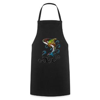 Whale in the Bunch of Water Jumping Orca Holiday Trip - Cooking Apron - black - Front - AI Model Male 185 dark (185cm)