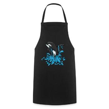Joyful Whale Orca Saute Happy Whale Design - Tablier de cuisine - noir - Devant - AI Model Male 185 dark (185cm)