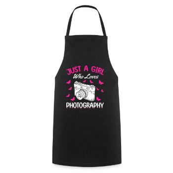 Photographe Girl Just a Girl, Photographie - Tablier de cuisine - noir - Devant - AI Model Male 185 dark (185cm)