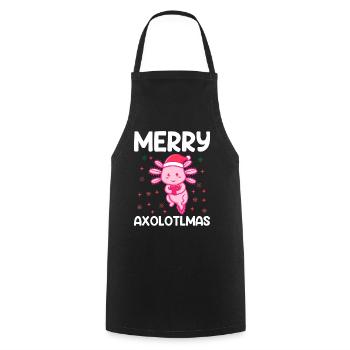 Joyeux Axolotlmas - Joyeux Noël Axolotl - Tablier de cuisine - noir - Devant - AI Model Male 185 dark (185cm)
