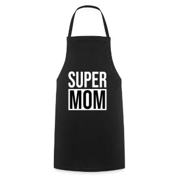 Super Mom - Mama - Cooking Apron - black - Front - AI Model Male 185 dark (185cm)