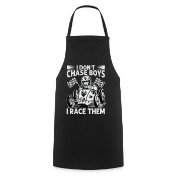 I Don't Chase Boys I Race Them - Racing - Race Car - Cooking Apron - black - Front - AI Model Male 185 dark (185cm)